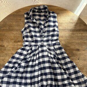 NINE WEST buffalo plaid gingham check fit and flare sleeveless shirtdress